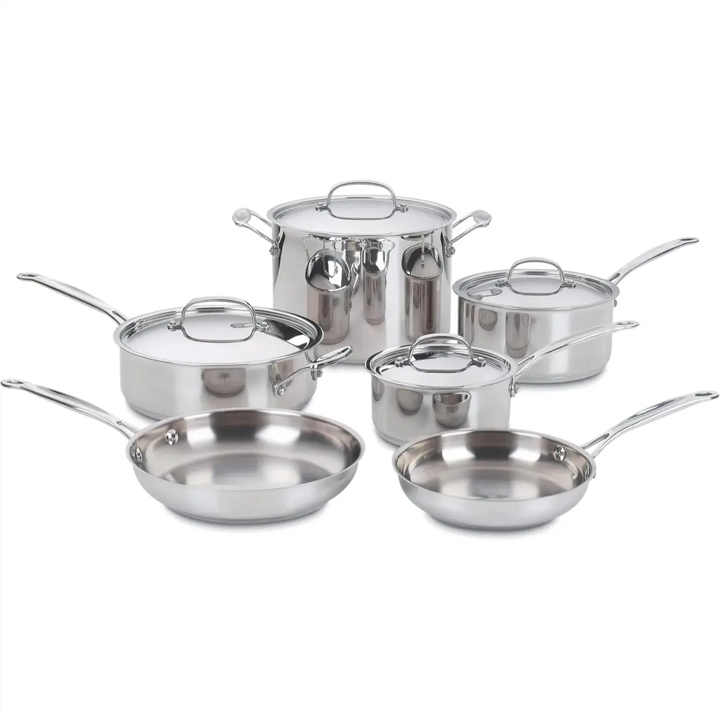 10-Piece Stainless Steel Cookware Set with Pots and Pans for Home Kitchen from PriceLows™