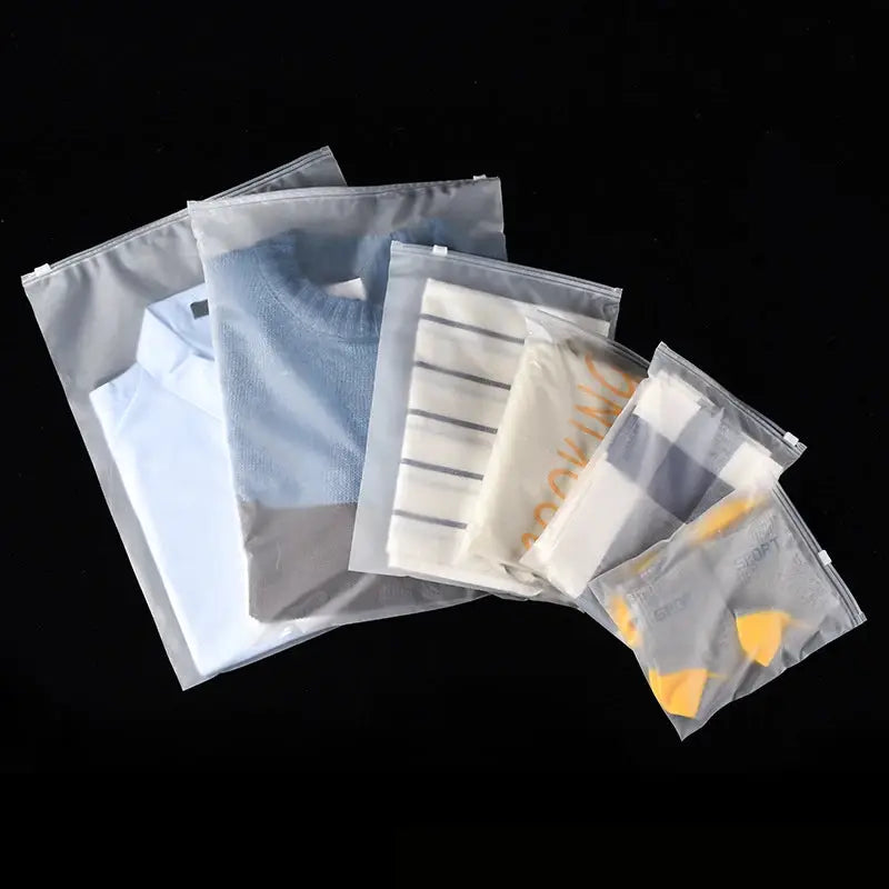 Zipper Bags | 10 Pieces | Frosted Matte Plastic | Multiple Sizes