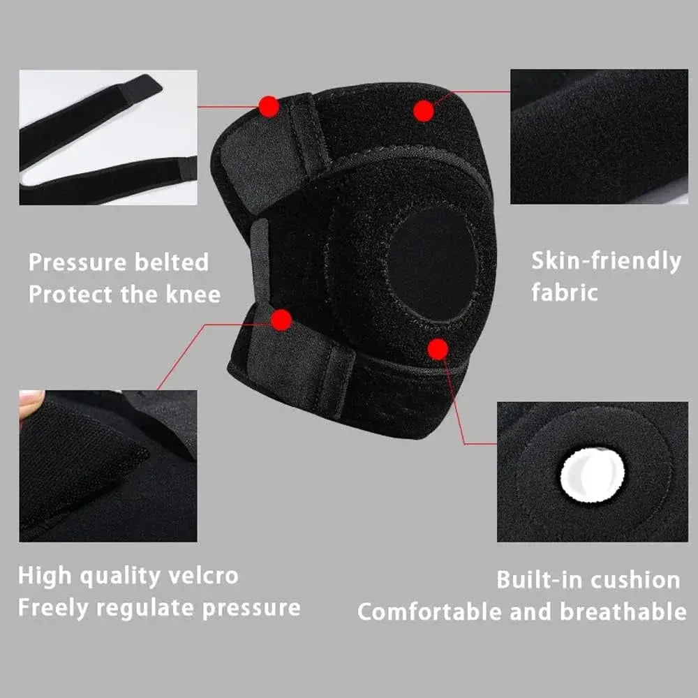 Knee Support Brace | Open Patella Design | Adjustable Closure | Single Unit