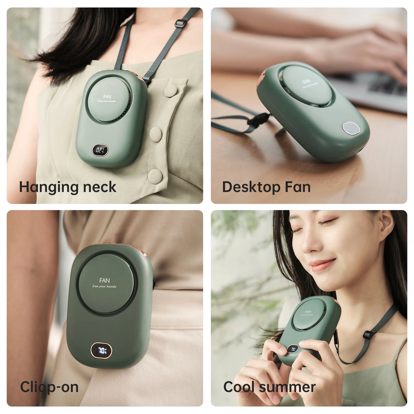 Portable Hanging Neck Fan | Bladeless USB Rechargeable | 3 Gear | Kids Travel