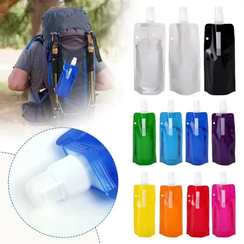 500ml Hiking Collapsible Water Bottles with Mountaineering Buckle Foldable Backpacking Water Bottle for Camping Hiking Cycling from PriceLows™