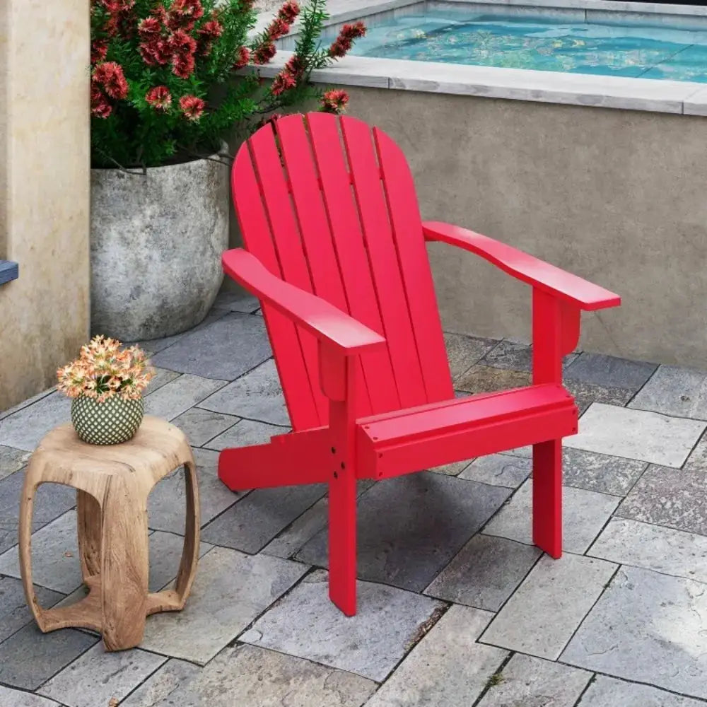 Adirondack Chair Outdoor Wood Patio Seat Lounge Deck Furniture Garden Chair Red from PriceLows™