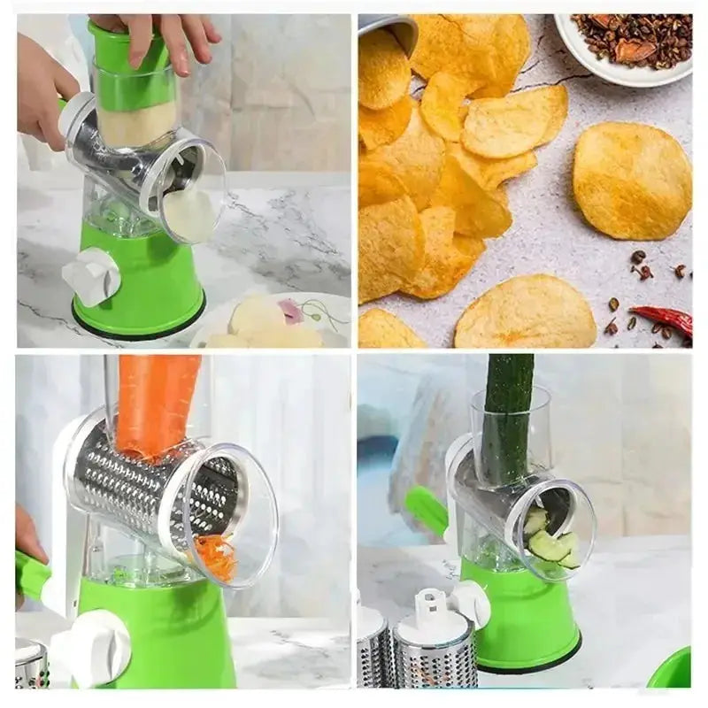 Manual Vegetable Slicer | Stainless Steel Blades | Hand Crank Handle