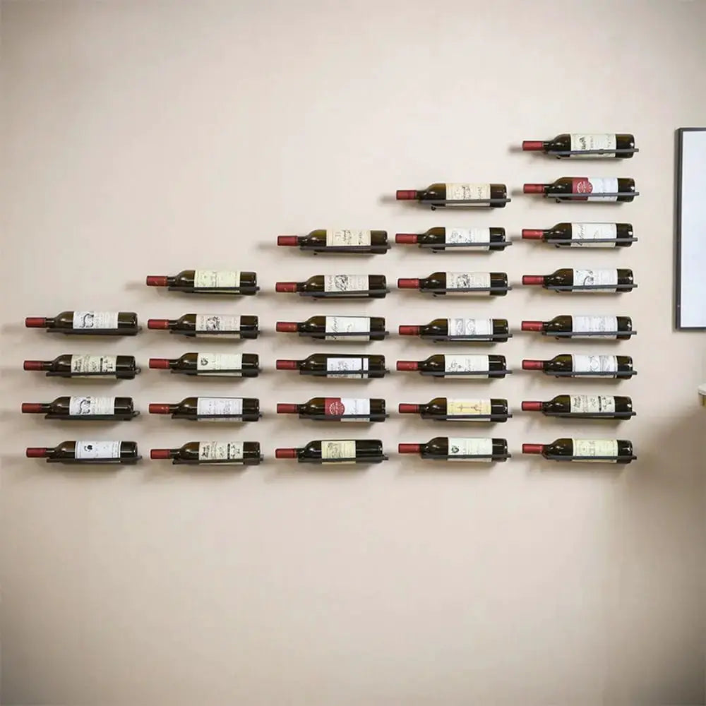Under Cabinet Organizer Wine Rack Wall Mounted Liquor Wine Bottles Black Metal Wall Decor from PriceLows™