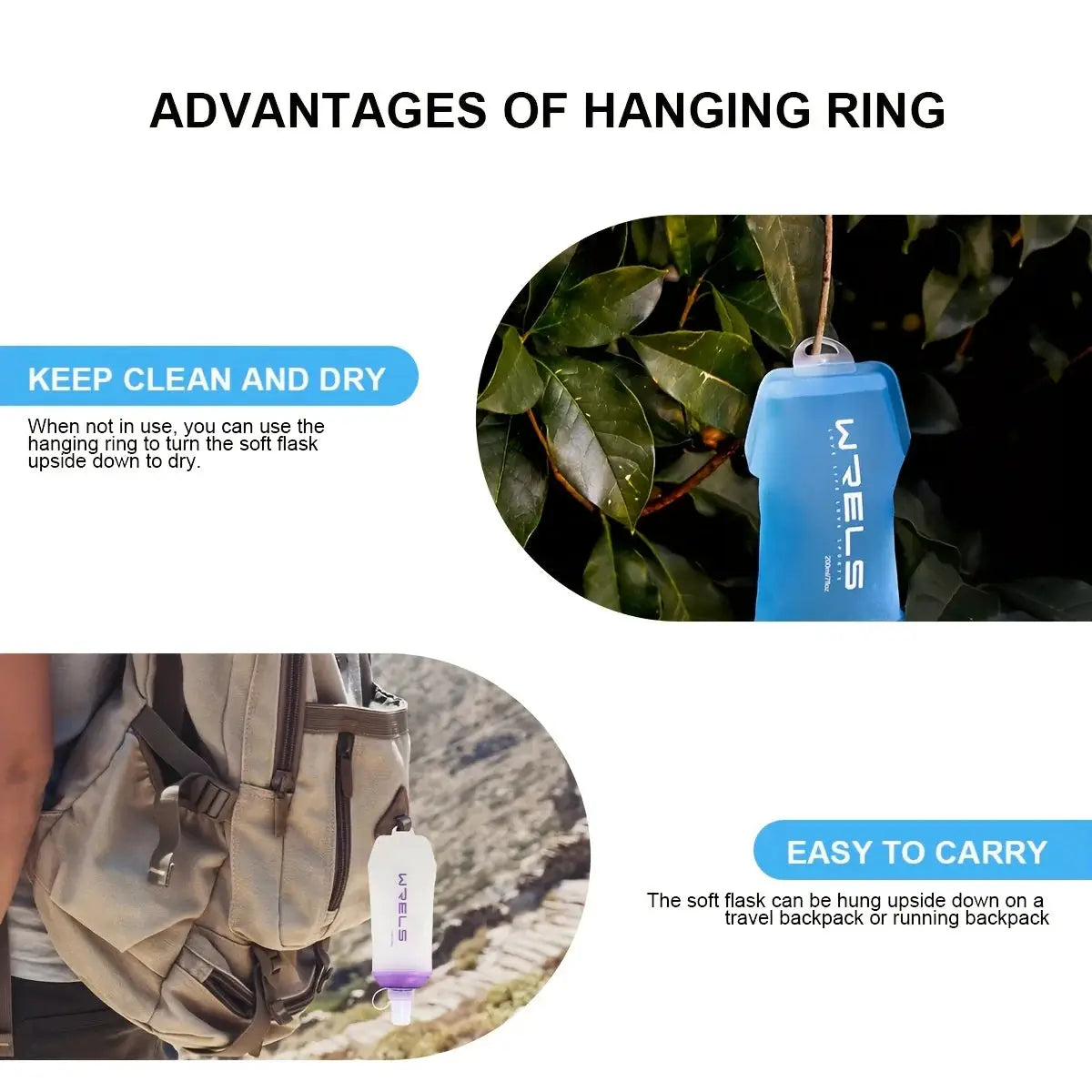 WRELS Folding Collapsible Soft Flask TPU BPA-Free Easy Grip Running Cycling Water Bottle Fitness Hydration Outdoor Water Bottle from PriceLows™