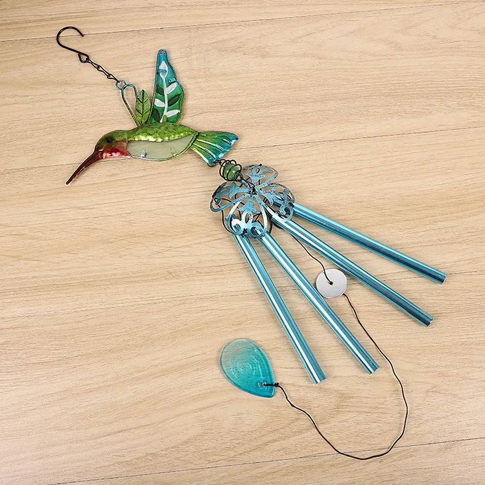 Wind Chime Hummingbirds Dragonflies Metal Glass Painted Crafts Hanging Pendants Bell Aluminum Pipe Home Courtyard Hanging Decors from PriceLows™