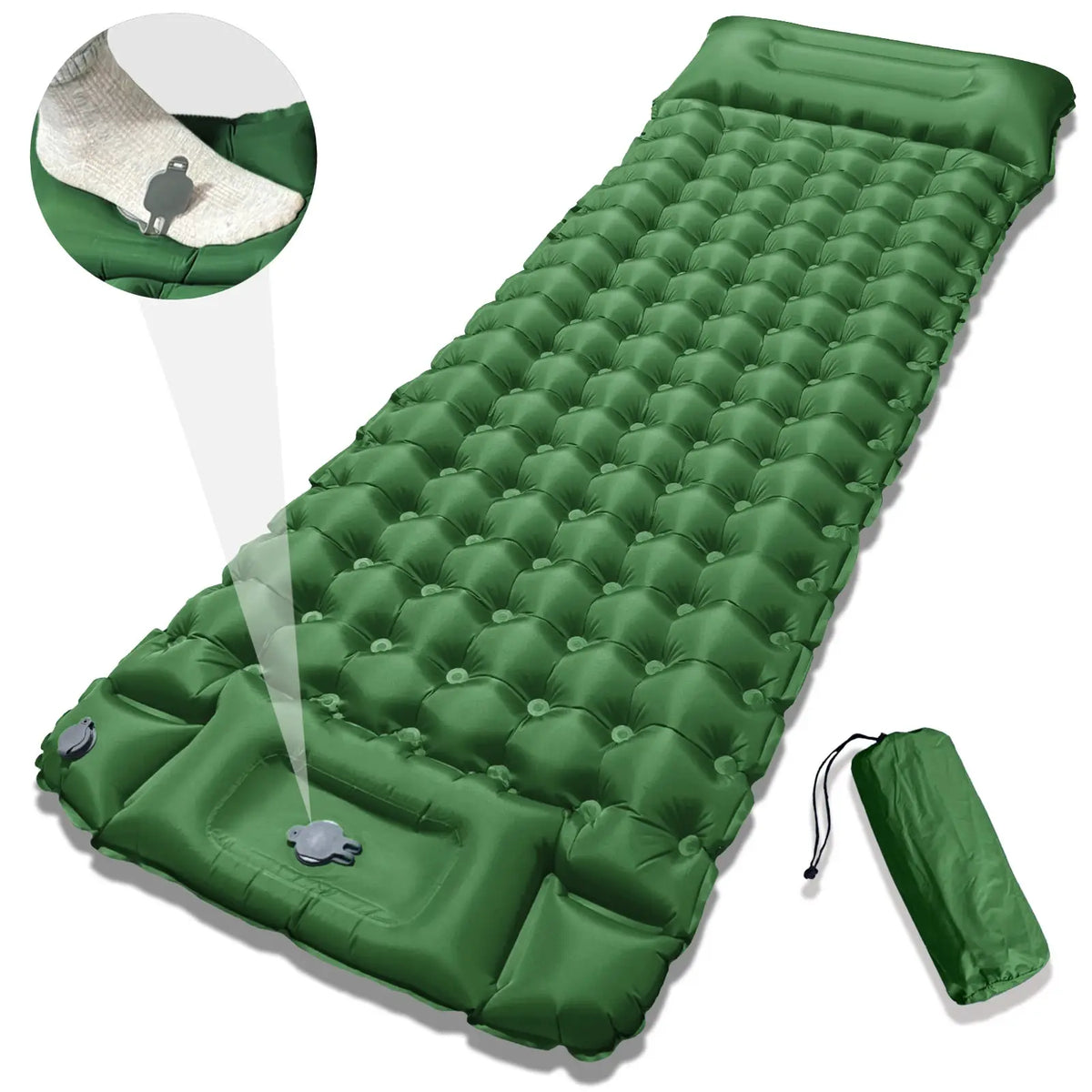 Inflatable Sleeping Pad | 4 Inch Thick | TPU | Quick Inflation
