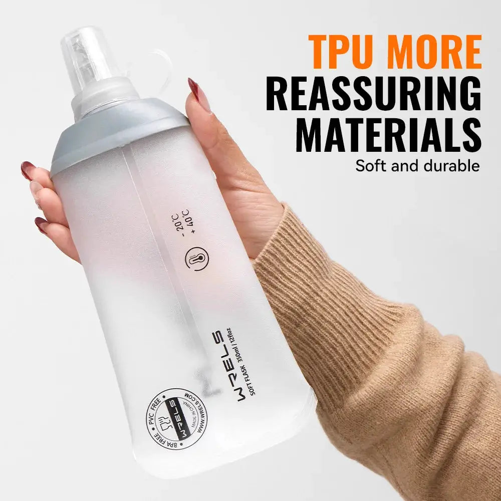 WRELS TPU Soft Folding Water Bottle BPA-Free Collapsible Flask Running Camping Hiking Travel Convenient Lightweight Water Bottle from PriceLows™