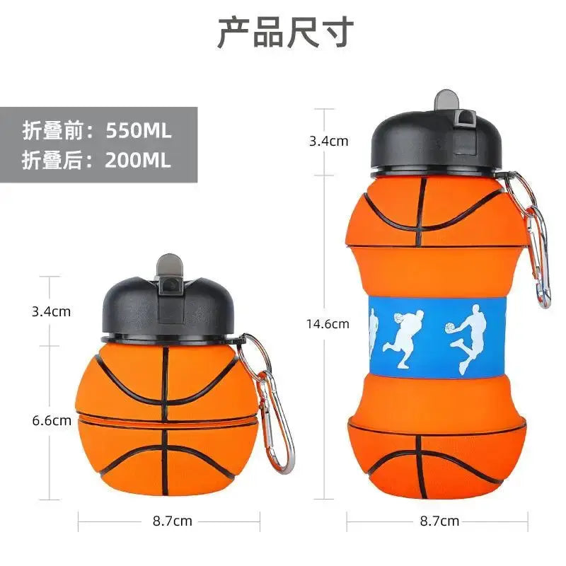 550ml Portable Collapsible Silicone Water Bottle Football Basketball Ball Shape Sports Drink Bottle for Children Student from PriceLows™