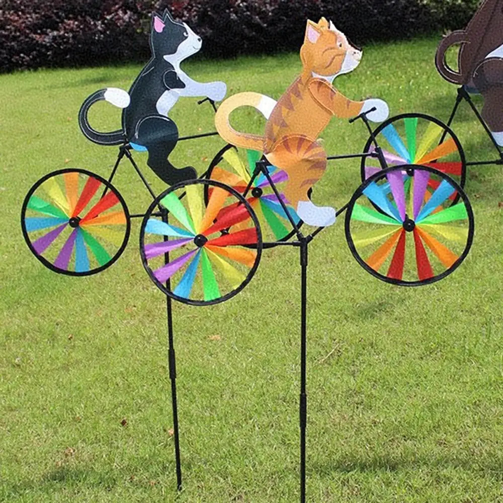 Animal Riding Three-dimensional Cartoon Modelling Windmill Creative Bicycle Wind Spinners Standing Pole Garden Yard Decoration from PriceLows™