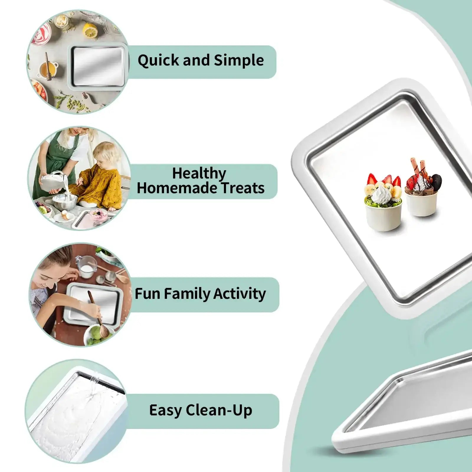 Multifunctional Rolled Ice Cream Maker Cold Sweet Fried Ice Pan DIY Household Frozen Yogurt Maker for Homemade Stir Fry Ice Tray from PriceLows™