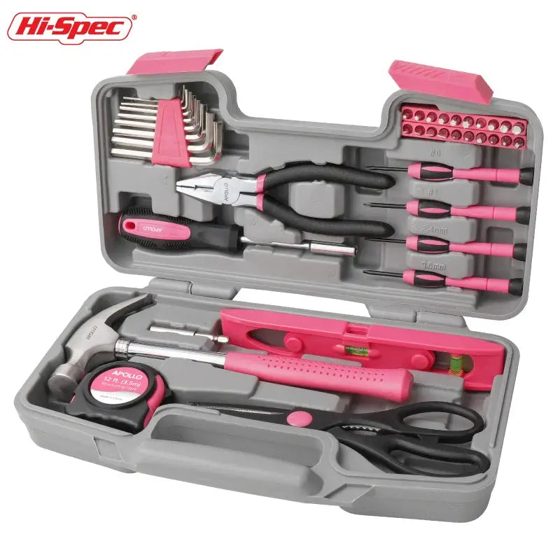 Hi-Spec 18/19/20/39PCS Pink DIY Home Tool Kit With Hammer Wrench Plier Multifunctional tools Hand Tools Set for Women & Car Care from PriceLows™