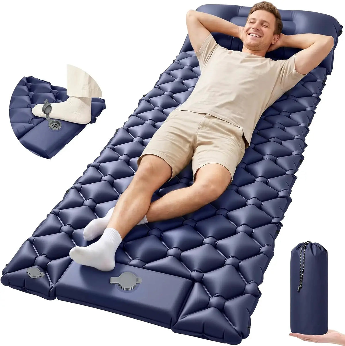 Camping Sleeping Pad | Self Inflating | Built In Foot Pump
