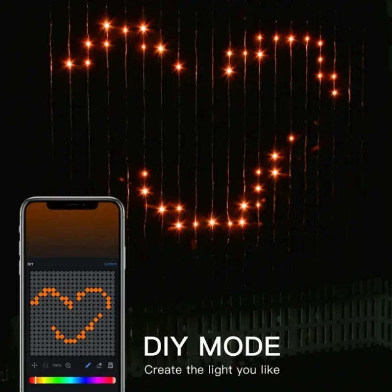 Smart Outdoor Curtain Lights | 400LED App Control | IP65 Waterproof | 2X2M 3X3M
