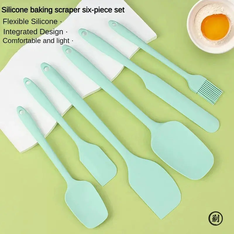6pc Silicone Spatula set for baking-cake frosting kit with brush, non-stick scrapers & cream spreads | cute kitchen gadgets from PriceLows™