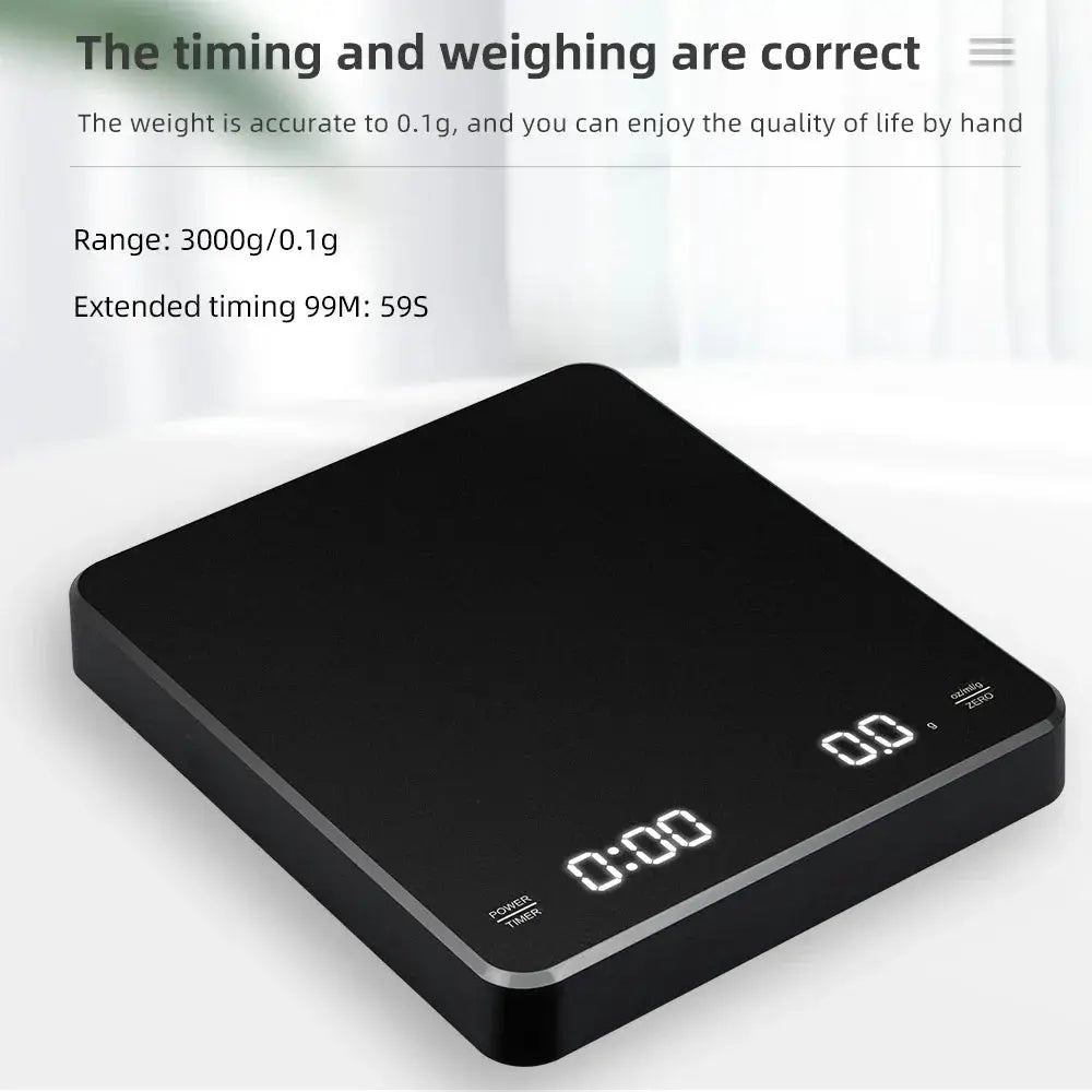 Electronic Timing Coffee Scale 3kg 0.1g Smart Drip Coffee Scales Type-C Charging Coffee Weight with Timer Kitchen Weighing Tools from PriceLows™