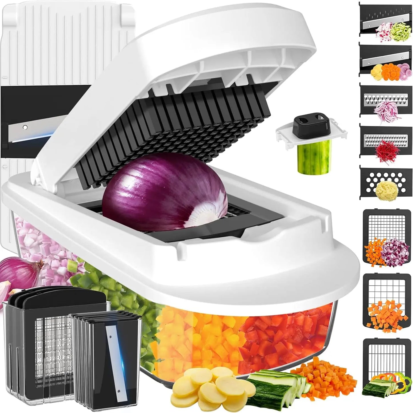 Vegetable Chopper | 8 Blade | All In One | Container Included