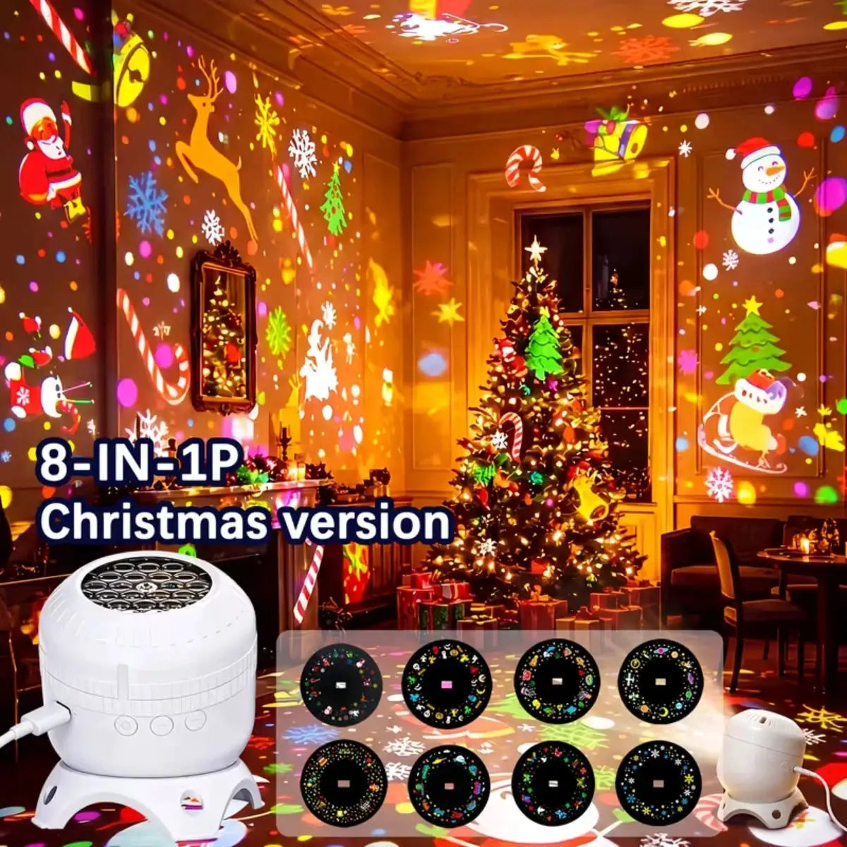 LED Projector Light | 8 In 1 | Dynamic Rotating | Indoor Decor