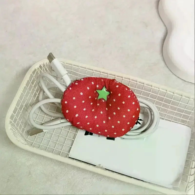 New Cute Tomato-shaped Data Cable Organizer, Charging Cable Winder, Earphone Cable Organizer, Fabric Fixing And Organizing Tool from PriceLows™