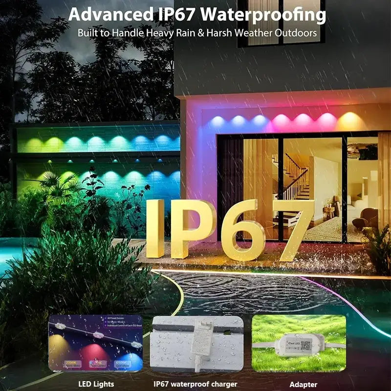 Permanent Outdoor Lights RGB Eaves Lights with Remote APP Control Outdoor Waterproof String Lights for Daily Holiday Roof Decor from PriceLows™