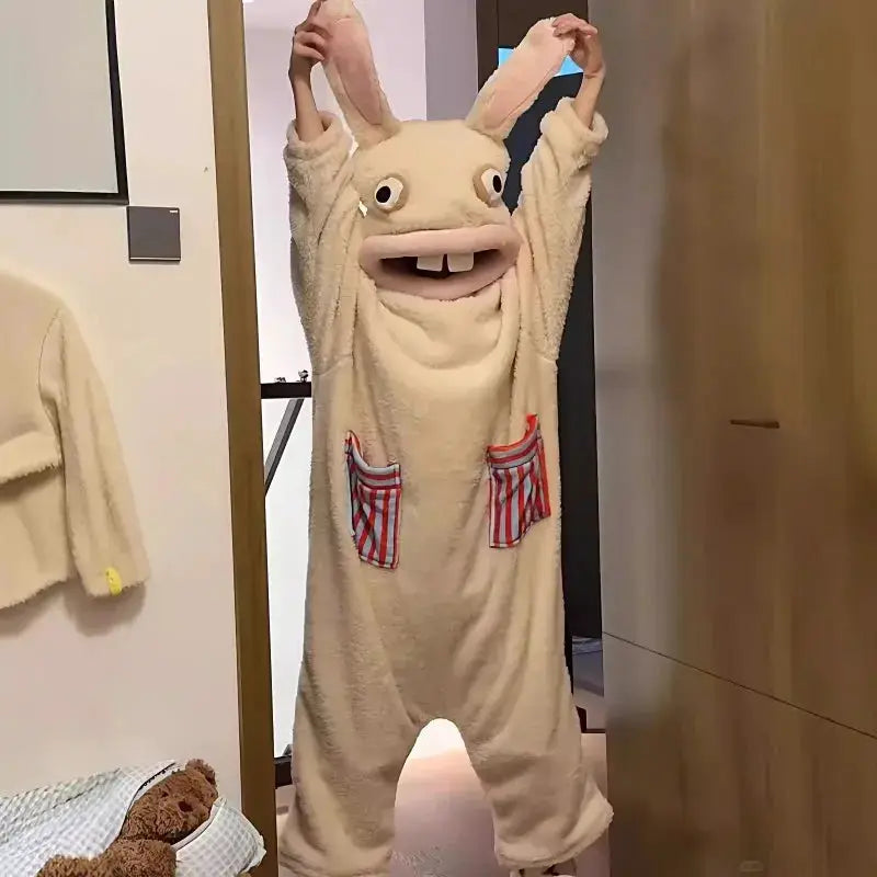Raving Rabbids Cosplay Onesie Anime Peripheral Flannel Jumpsuit Adult Kids Halloween Carnival Costume Homewear Sleepwear Gift from PriceLows™