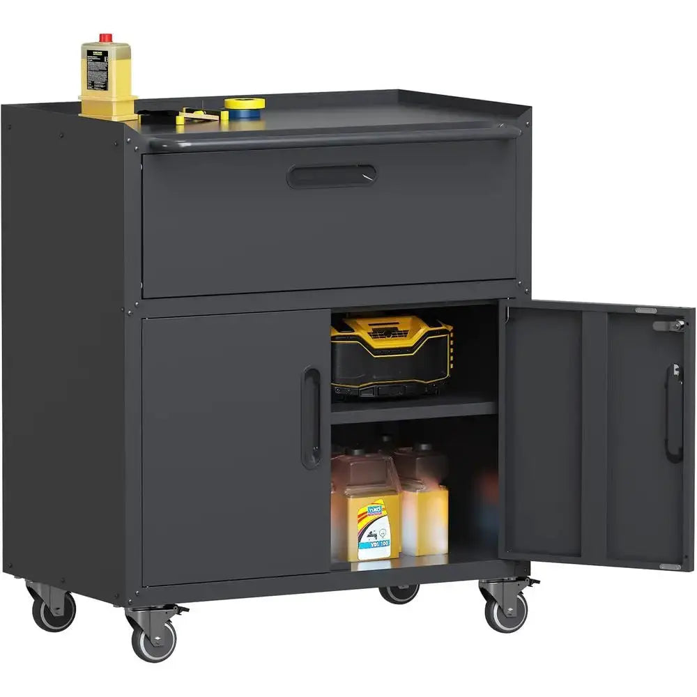 Heavy-Duty Rolling Storage Cabinet with Lock and Metal Tool Cabinet Wheels for Garage, Workshop, or Warehouse from PriceLows™