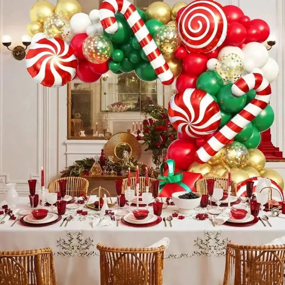 Balloon Garland Kit | Candy Cane Foil Balloons | Latex Confetti Sets