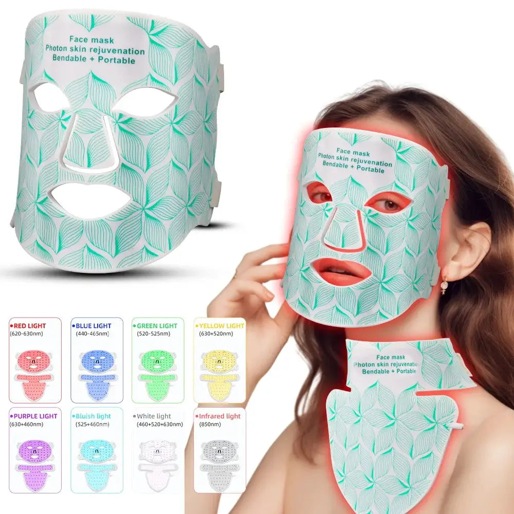 7 Colors + Infrared LED Face Mask and Neck Red Light Therapy Anti Aging Wrinkle Acne Pore Oil Control Skin Tighten Whiten from PriceLows™