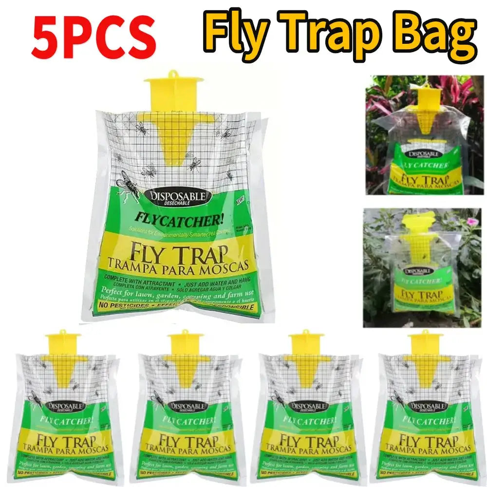 Hanging Fly Trap Bag with Fly Bait Disposable Flies Trap Non-Toxic Mosquito Trap Catcher Fly Wasp Insect Bug Killer for Outdoor from PriceLows™