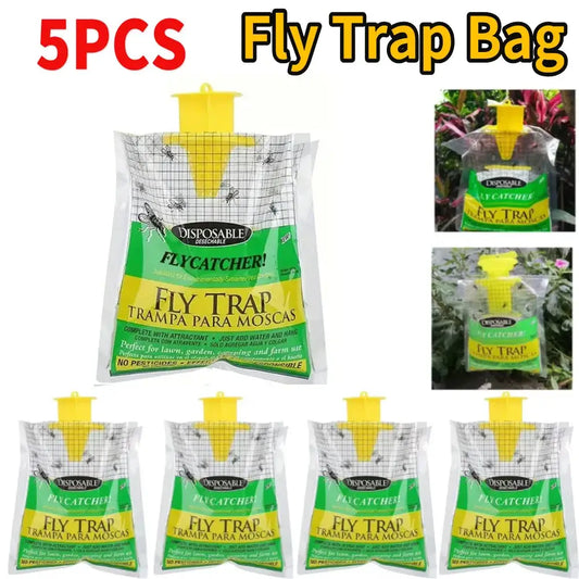 Hanging Fly Trap Bag with Fly Bait Disposable Flies Trap Non-Toxic Mosquito Trap Catcher Fly Wasp Insect Bug Killer for Outdoor from PriceLows™