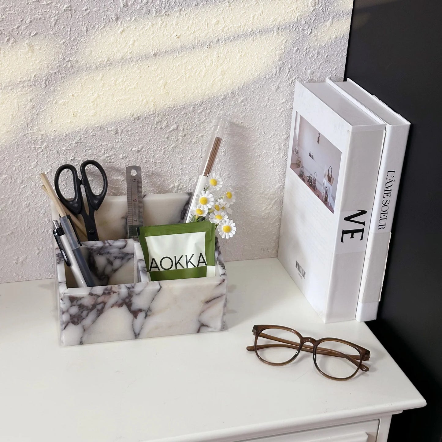 Marble Desktop Organizer | Calacatta Viola Marble | Multi Layer Tray