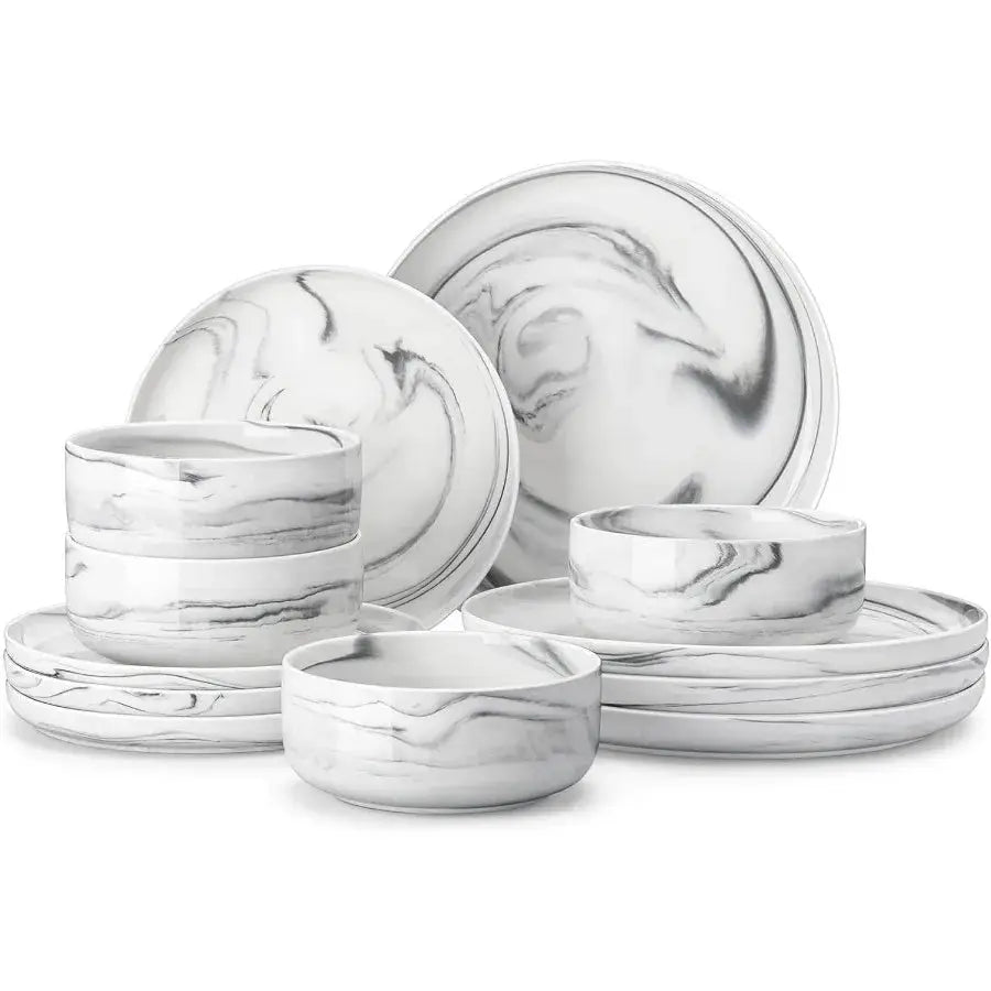 Plates and Bowls Sets 12 Pieces Porcelain Dinnerware Sets Dishware Sets Chip Resistant Ceramic Dish Set Dining Dinner Ware Serv from PriceLows™