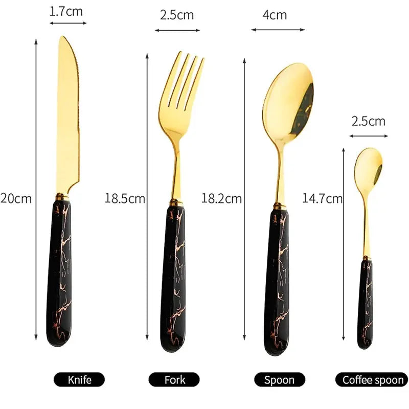 LMETJMA 24 Pcs Flatware Set Stainless Steel Knives Forks Spoons Cutlery Set Service for 6 Kitchen Utensil Tableware Set JT378 from PriceLows™