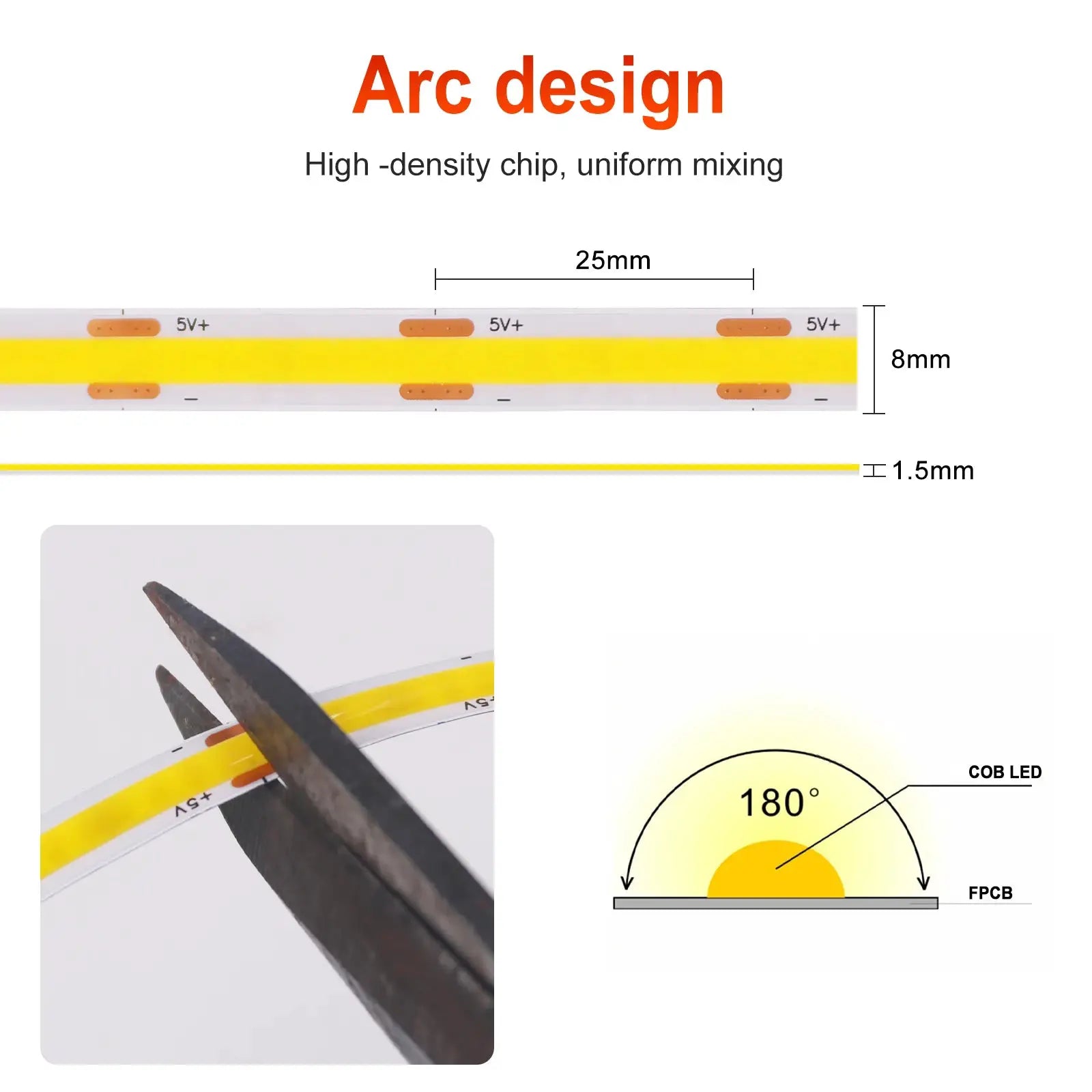 Dimmable COB LED Strip Light 5V USB Flexible LED Tape with Switch 320LEDs High Density Linear Lighting with Adhesive Tape from PriceLows™
