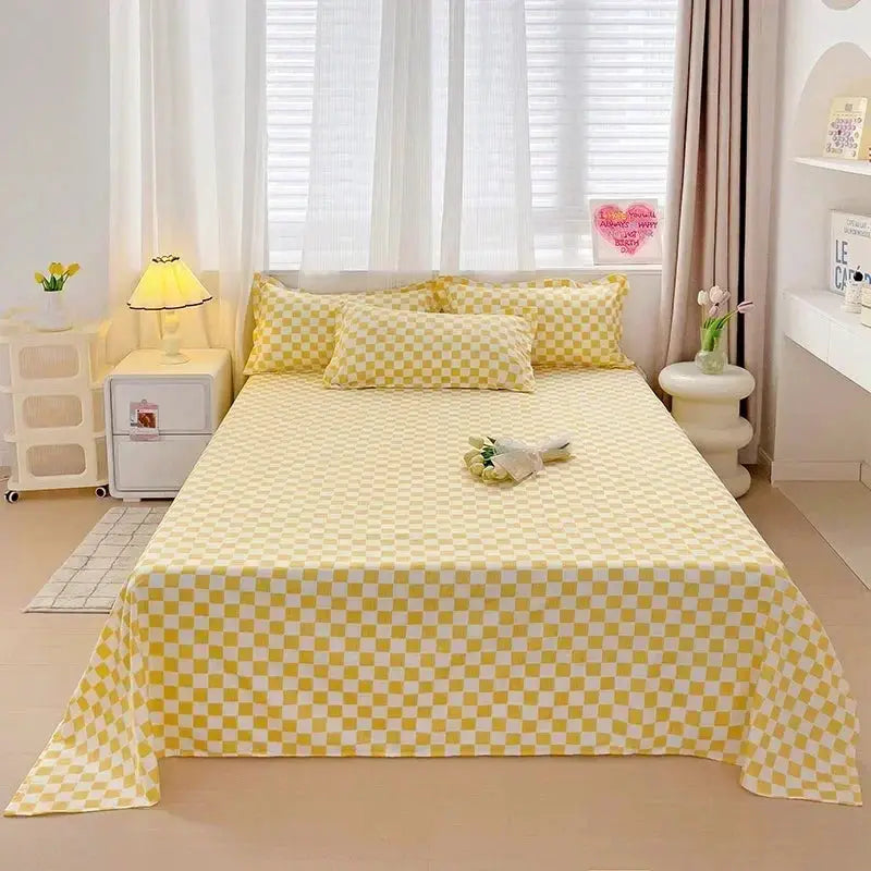 Washed Cotton Bed Fat Sheet Flower Series Printed Double Top King Sheets for Girls Boys Kids Single Queen King Size Bed Linen from PriceLows™