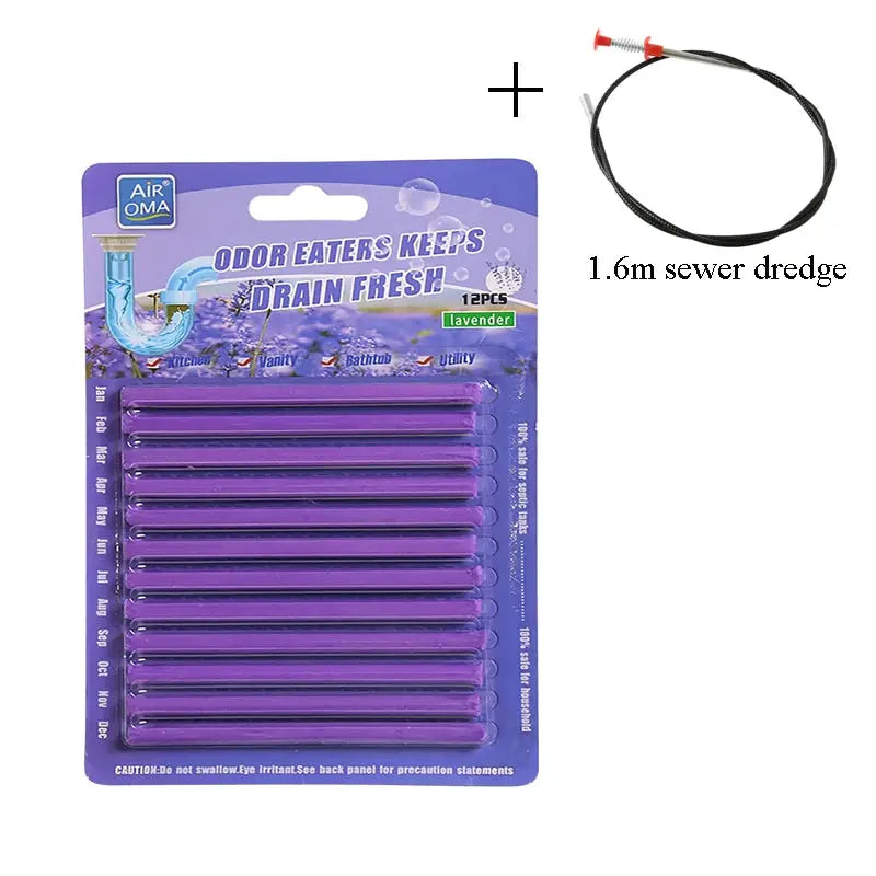 Drain Cleaner Sticks | Effective Clog Removal | Odor Neutralizer | 12 Count