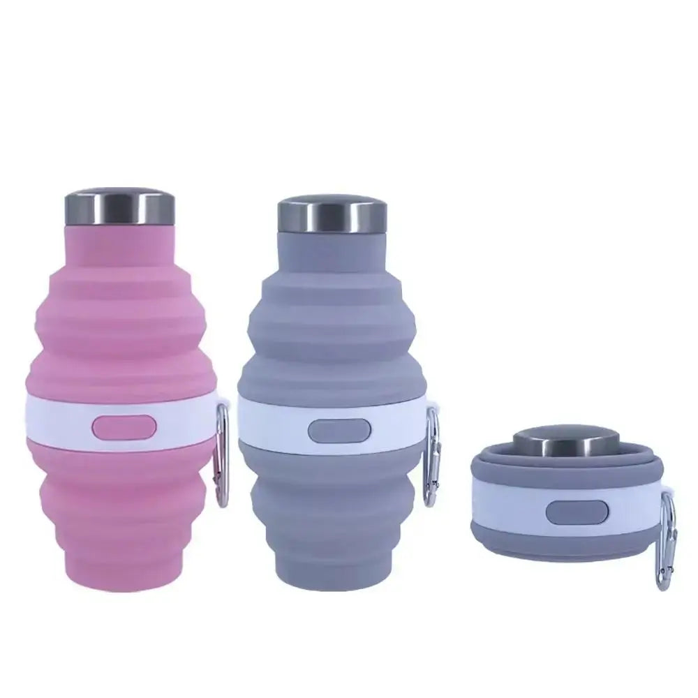 475ml Collapsible Water Bottles Silicone Retractable Hiking Cups with Carabiner Portable Folding Drink Cups for Outdoor from PriceLows™