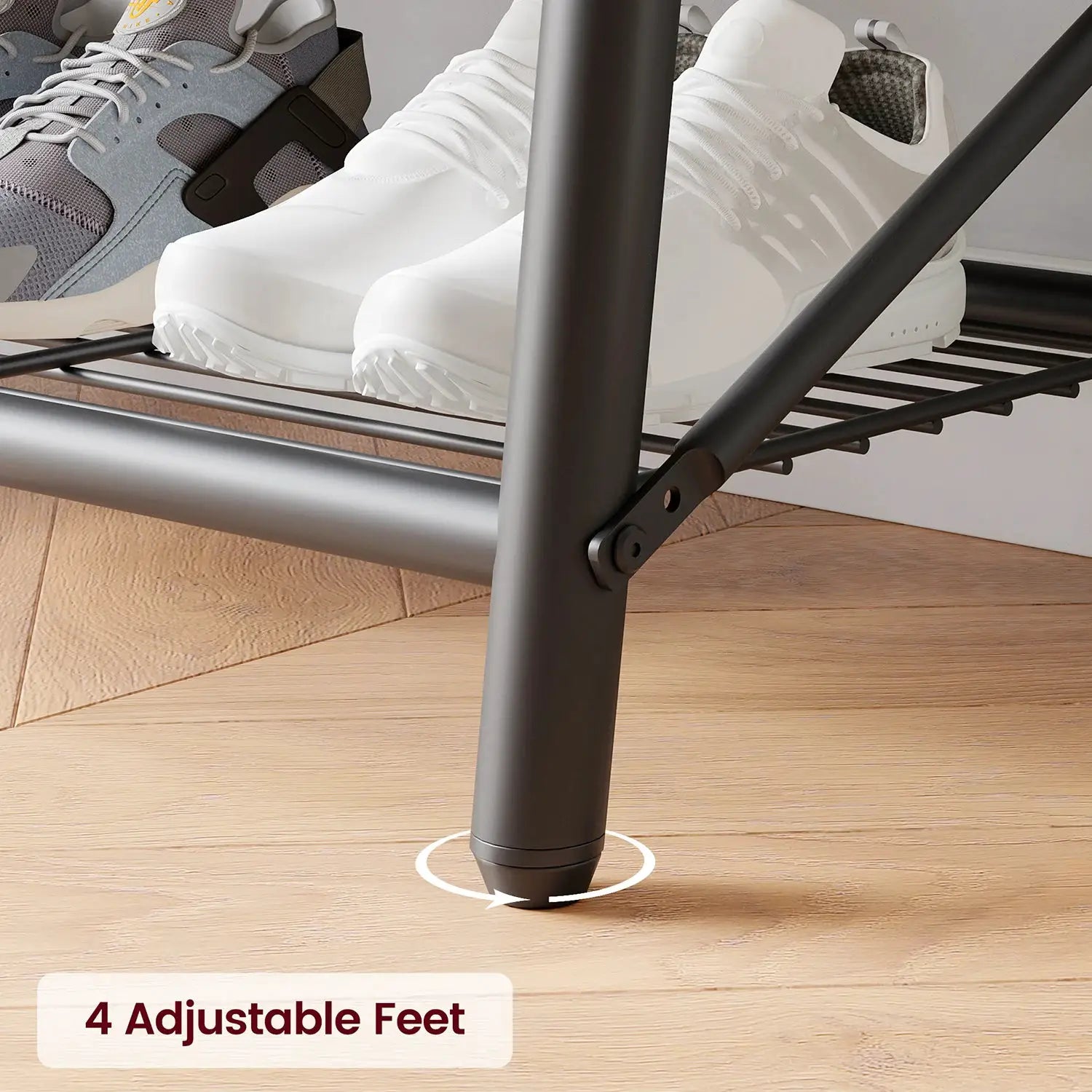 Coat Rack Shoe Bench, 4-in-1 Hall Trees Entryway Bench with Coat Rack and Shoe Rack, Steel Frame Storage Shelf and Hanging Bar from PriceLows™