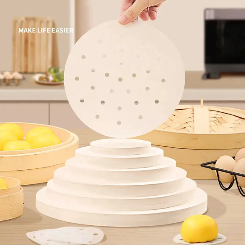 Bamboo Steamer Papers | Disposable | Non-Stick Liners | 50/100 Pcs