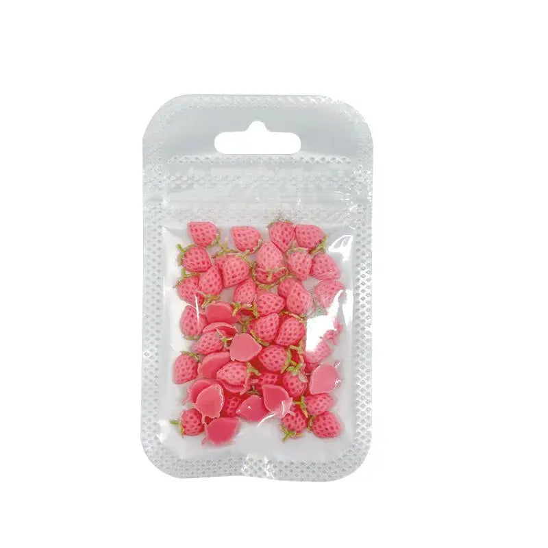 58Pcs New Cute Strawberry Mini Resin Nail 3D Art Stickers Kawaii Decorations Carfts Stones For Korean Nail Art Decorations from PriceLows™