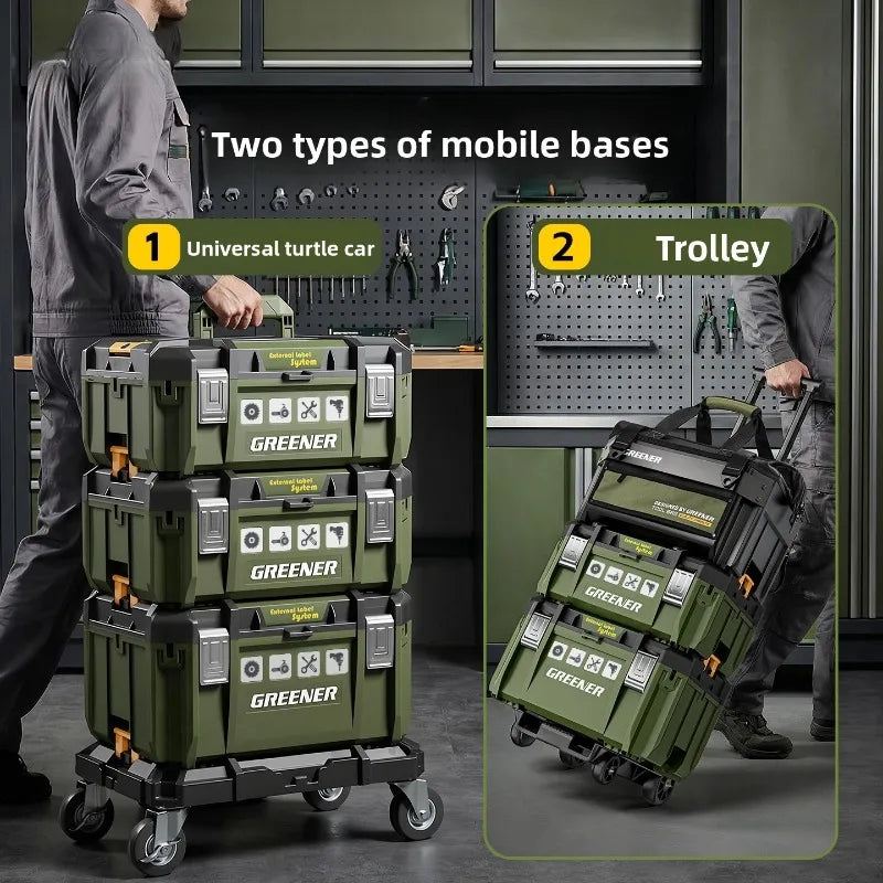 Stackable Toolbox Set Large Hardware Wide Storage Tote Luggage Rolling Handle Multi Function Organizer Box Tool Box Tool Chest from PriceLows™