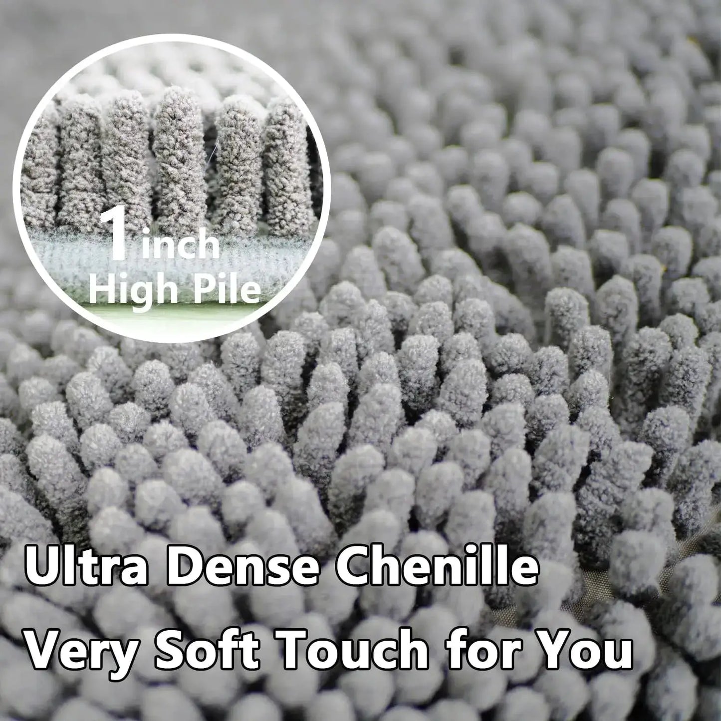 Ultra Soft Chenille Bath Mat Set 2-Piece, Non-Slip Absorbent Bathroom Rugs, Machine Washable (32x20+24x16 Inch, Light Grey) from PriceLows™
