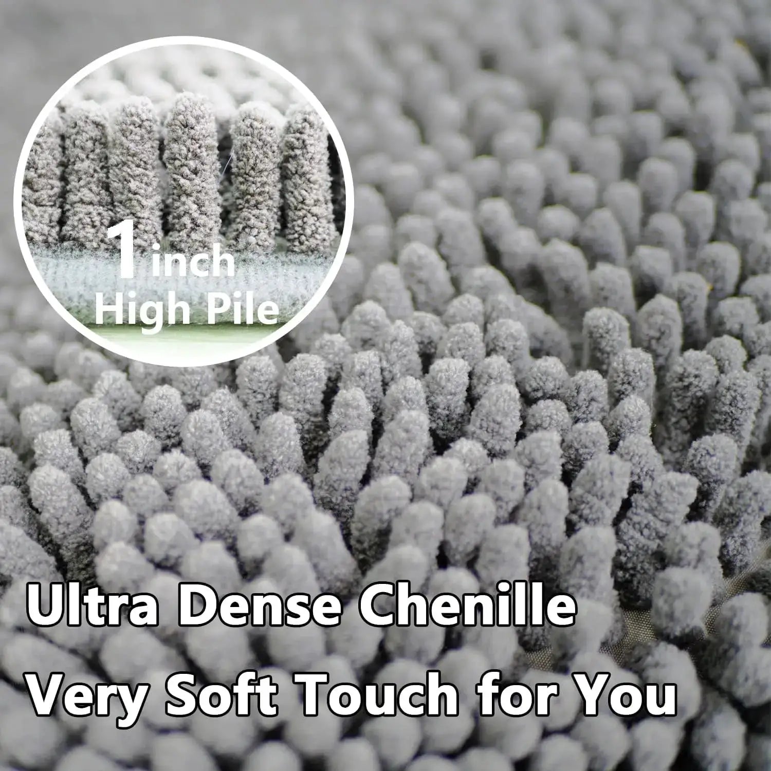 Ultra Soft Chenille Bath Mat Set 2-Piece, Non-Slip Absorbent Bathroom Rugs, Machine Washable (32x20+24x16 Inch, Light Grey) from PriceLows™