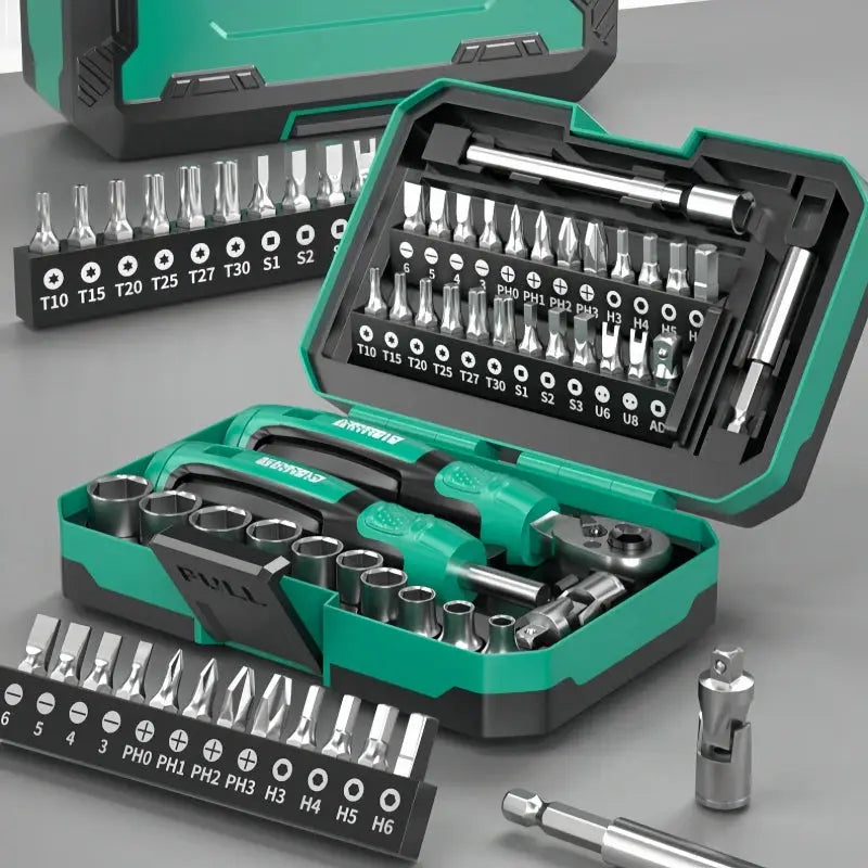40Pcs Cr-V Ratchet Screwdriver Socket Set Portable Multifunctional Repair Tool Kit for Car Home Electronics Maintenance from PriceLows™