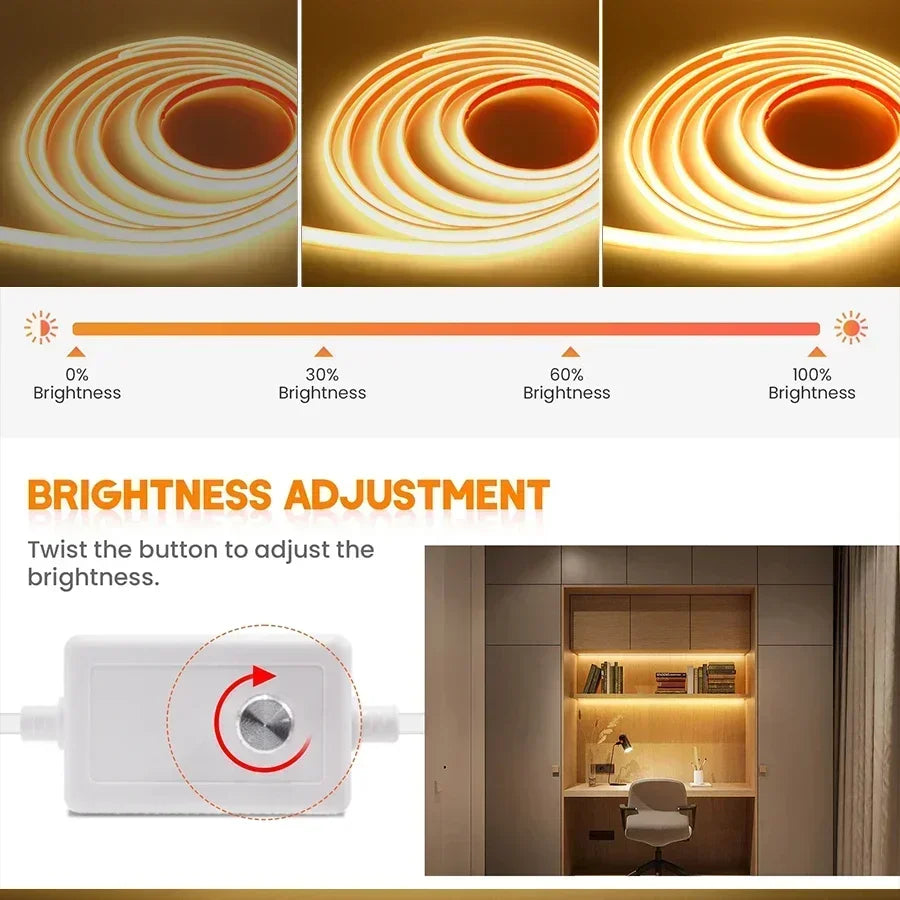 COB LED Strip Light | Dimmable Switch | 3000K/4000K/6000K | 288LED/M