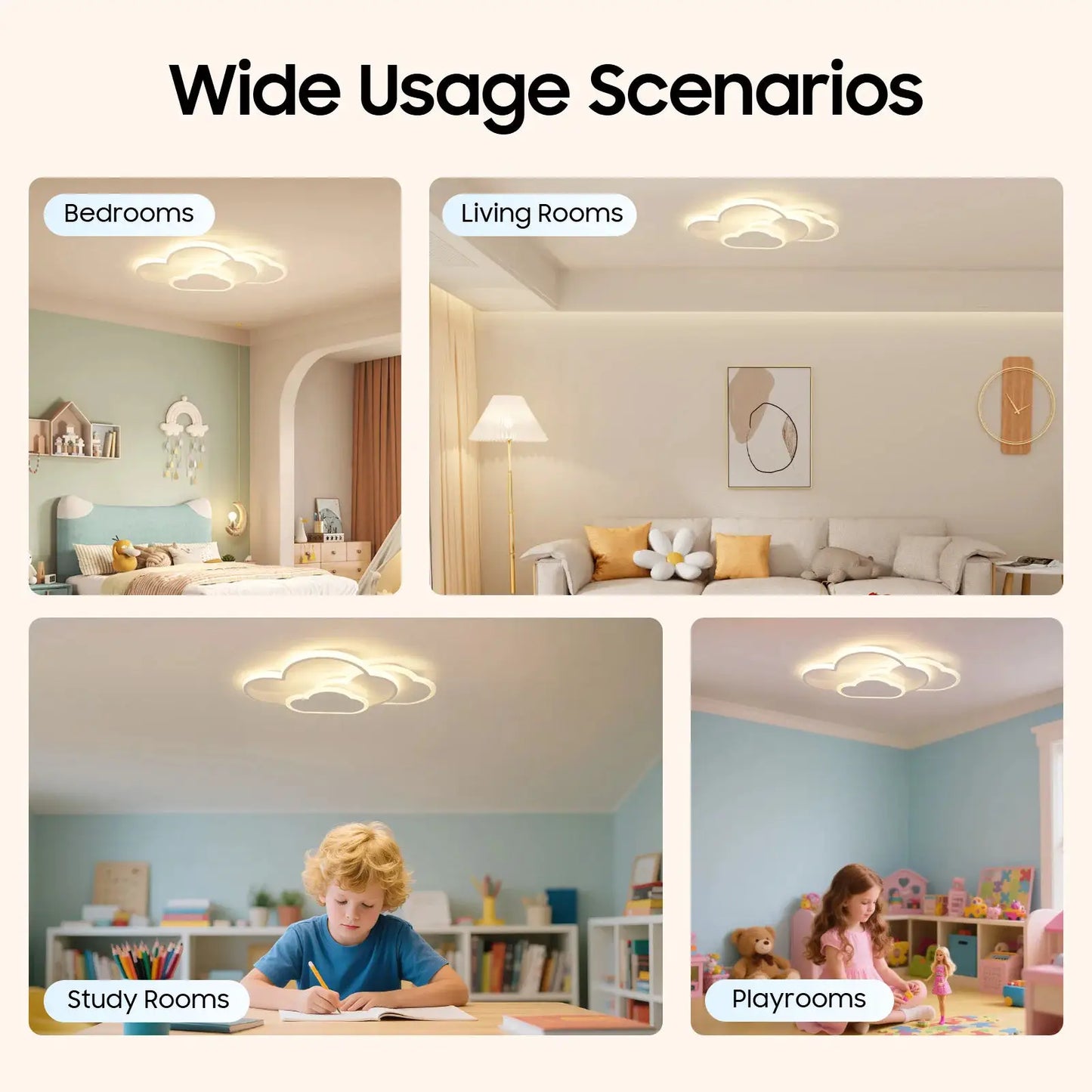 LED Cloud Ceiling Light, 3000-6500k Dimmable Kids Room Light Fixture, Children's Room Bedroom Study Lamp, Night Light from PriceLows™
