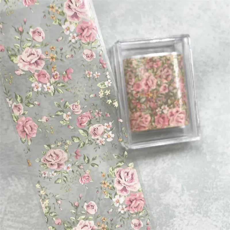 1Pc 100cm Flower Nail Foils for Transfer Paper Floral Stickers Rose Nails Wraps Tulip Nail Art Decorations from PriceLows™