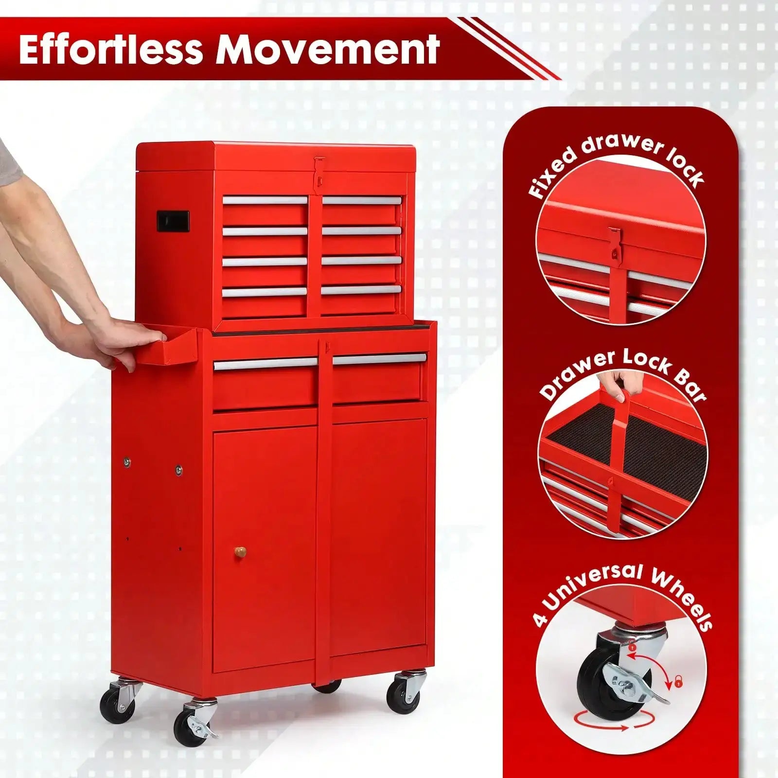 Rolling Tool Chest, 5-Drawer 2-In-1 Tool Cabinet With Lockable Wheels And Detachable Top Tool Box, Tool Cart For Warehouse, Workshop from PriceLows™