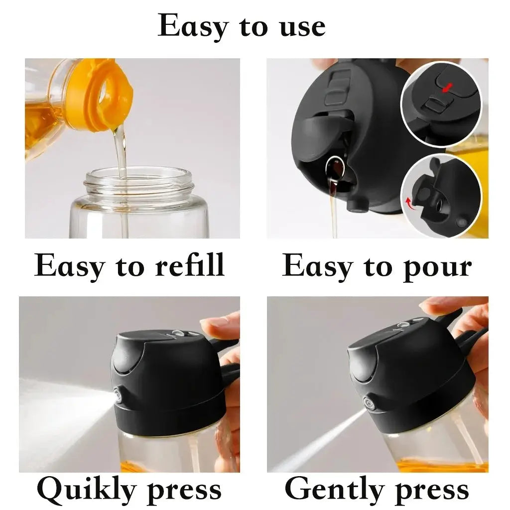 4-Pack Glass Oil Spray Bottles – 15.89oz, Dual-Use Spray & Pour, Drip-Proof, for Air Fryer, Olive Oil, Soy Sauce, Easy to Clean from PriceLows™