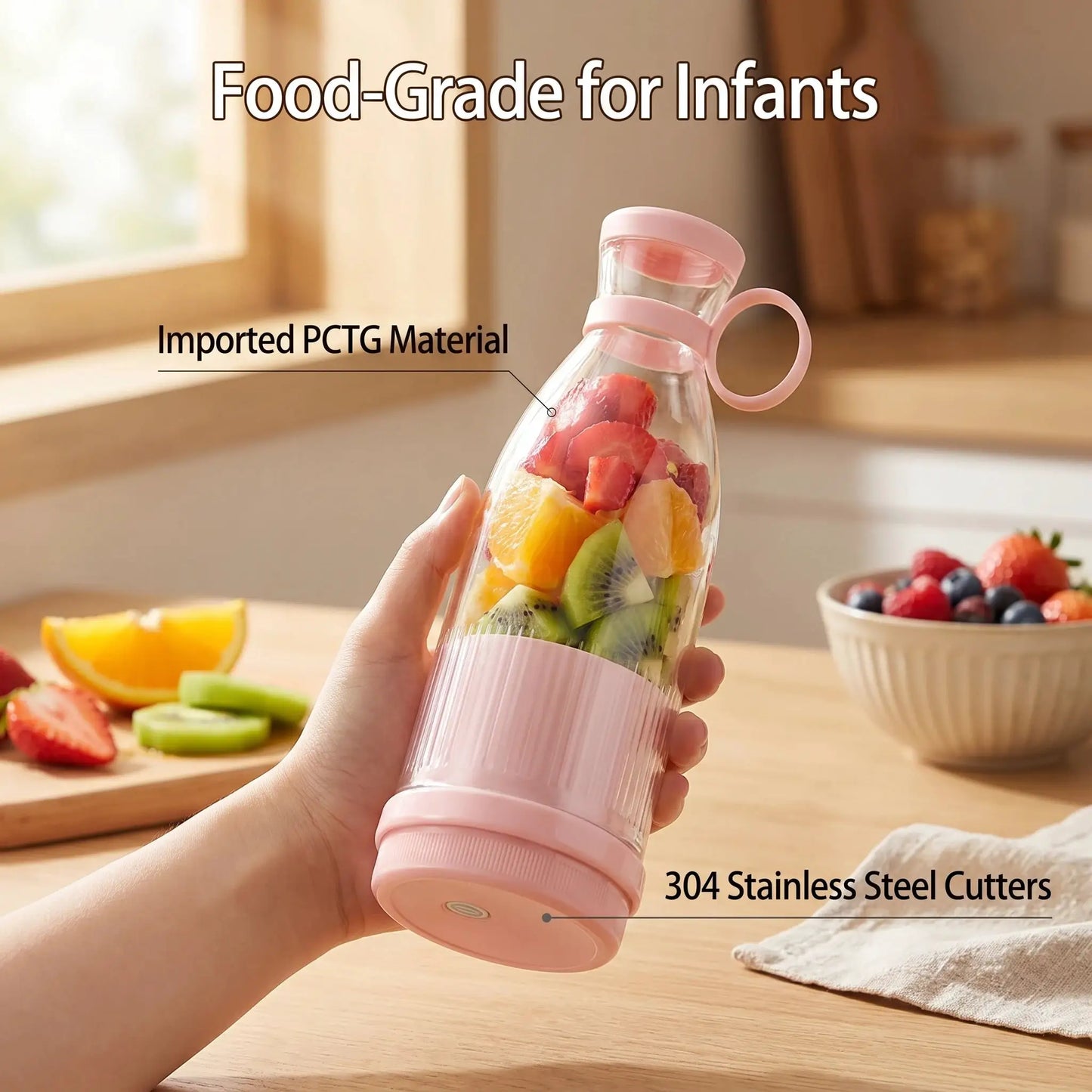 Portable Electric Juicer Cup with 6 Blades USB Mini Milkshake Blender Fresh Fruit Milk Mixing Tool for On-the-Go from PriceLows™
